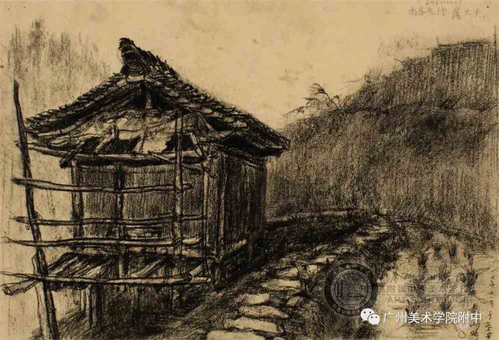 《风景速写》 罗婉桦 37cm×26cm 纸本针管笔,麦克笔,色粉笔 二年级