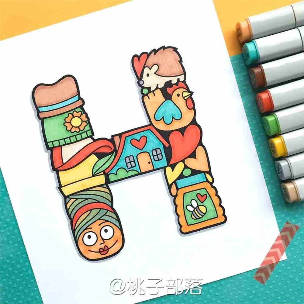 简笔画大全超好看的字母绘画设计一定要收藏哦