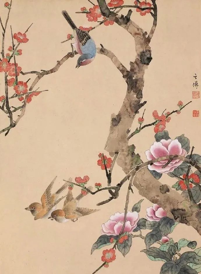 这梅花小鸟图,好美