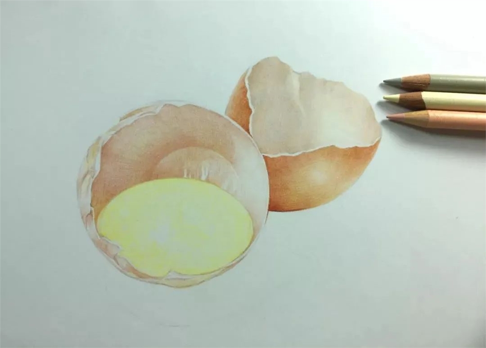 彩铅教程 | 破壳的鸡蛋 画法步骤