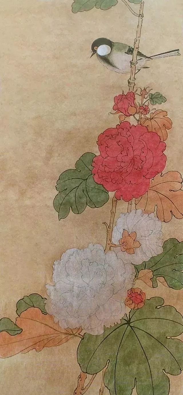 工笔画《蜀葵花与山雀》绘画教程步骤详解