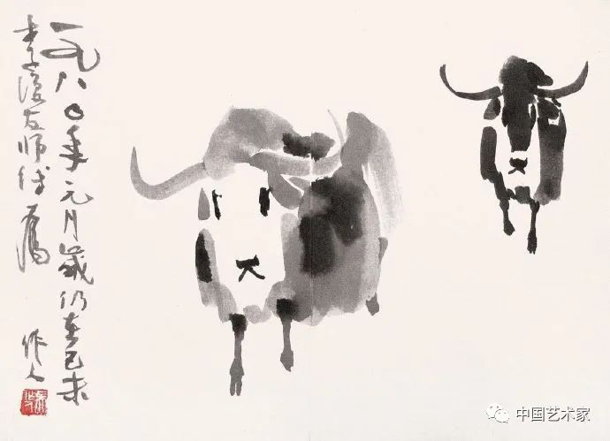 吴作人画牛,别创一格