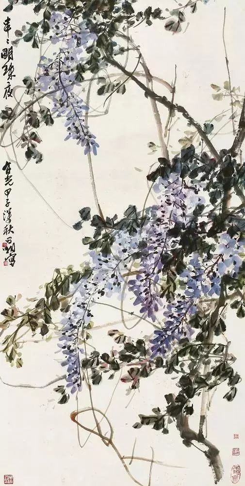 国画大师笔下的紫藤花——灿若云霞,紫气东来_中国画