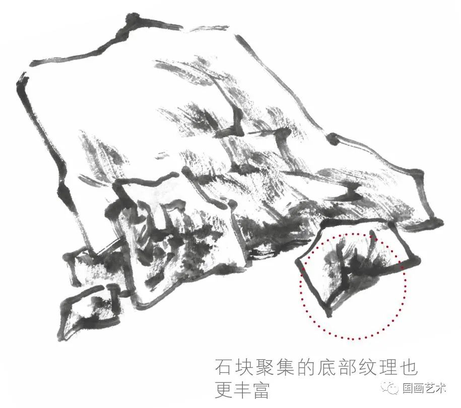 图文教程:山石组合的画法._微国画_零二七艺考