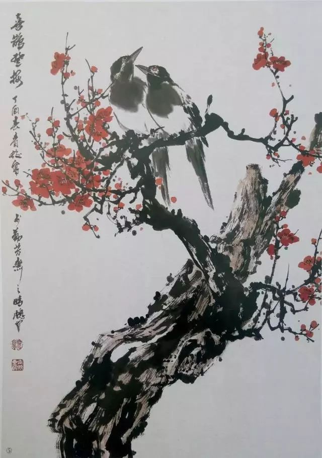 【国画教程】徐湛教你画《喜鹊登梅》步骤画法!