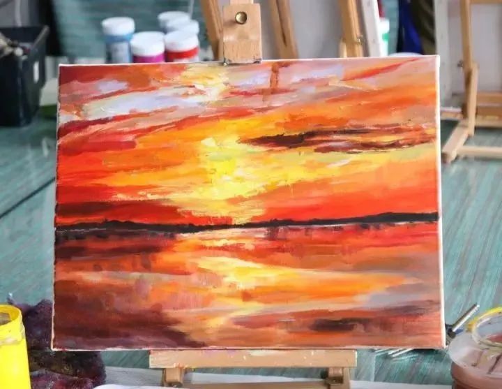 教程| 丙烯画风景"最美不过夕阳红"