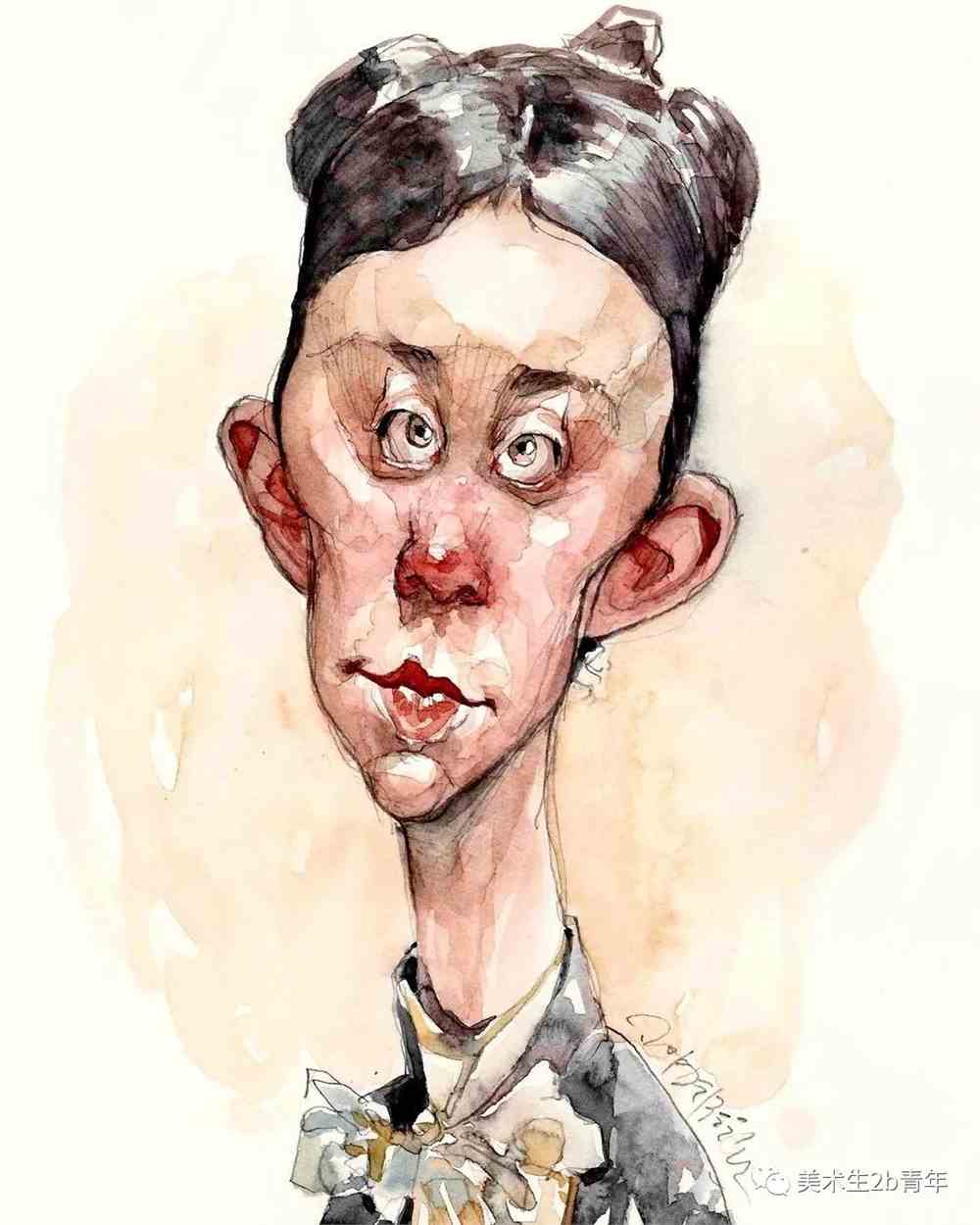 夸张而又丰富水彩头像表情临摹太棒了