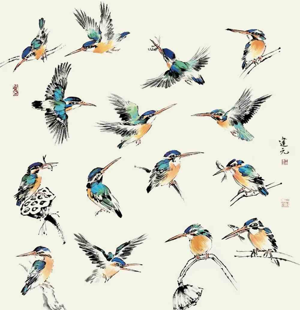 写意翠鸟画法免费领取160集徐湛国画视频教程免费领取357集国画基础