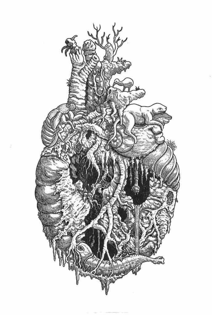 被誉为神作的针管笔手绘作品,怪诞集针管笔图集_素描