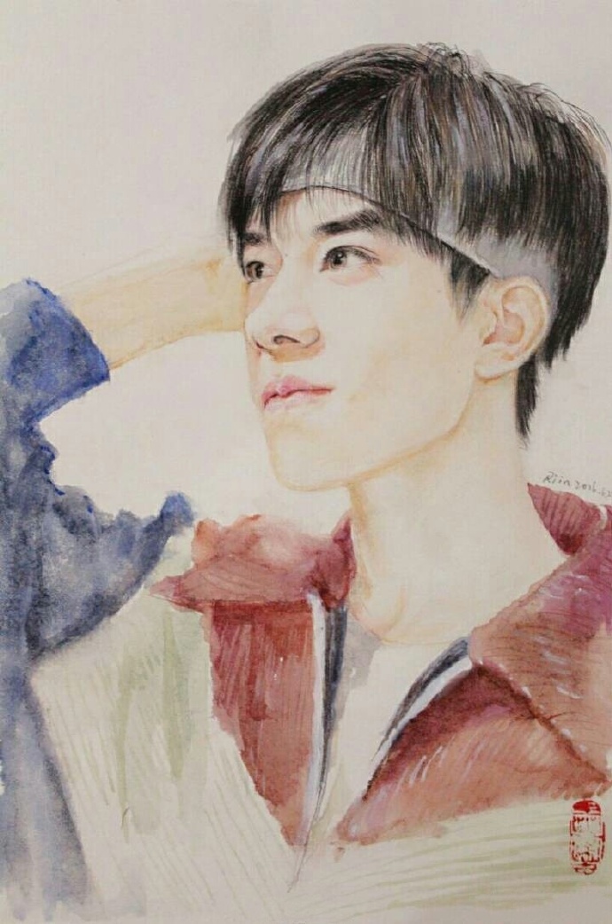易烊千玺素描手绘高清图,易烊千玺彩铅图集欣赏