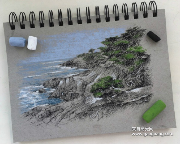 色彩粉笔画作品,漂亮风景画图片