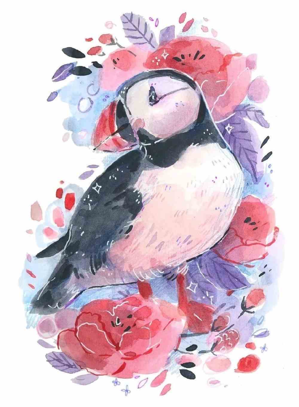画风清新的可爱小动物插画_水粉_零二七艺考