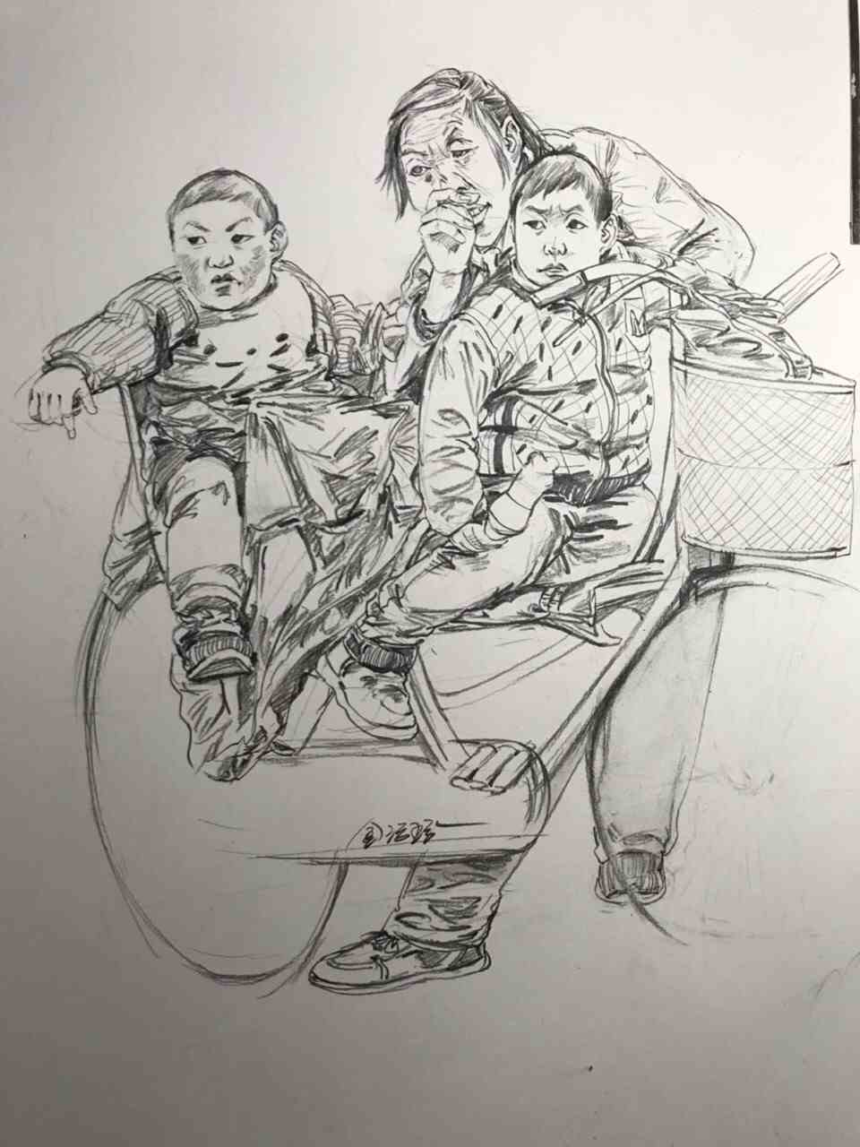 生活场景速写照片素材2,双人动态速写人物图集,优秀速写写生作品范画1
