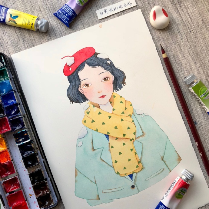 小清新水彩画人物图片可以当头像的人物水彩画