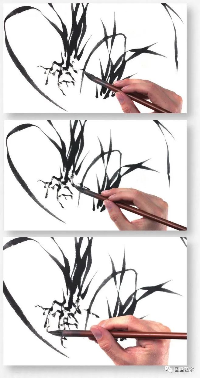图文教程:兰叶组合的画法步骤_国画艺术_零二七艺考