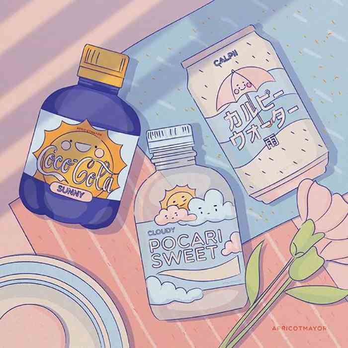 夏日限定小零食插画图粉色系插画作品