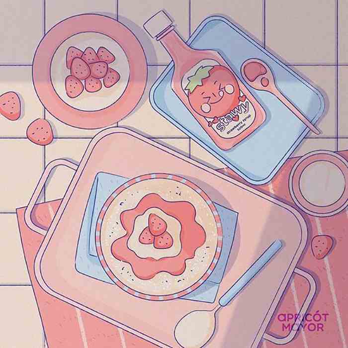夏日限定小零食插画图粉色系插画作品