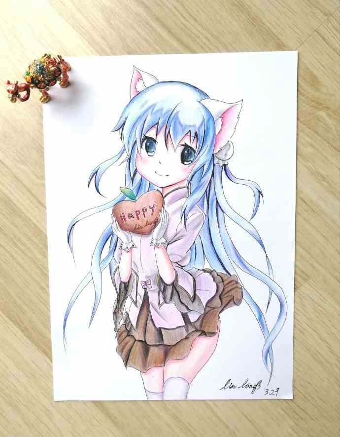 适合新手临摹的彩铅画q版动漫人物彩铅画
