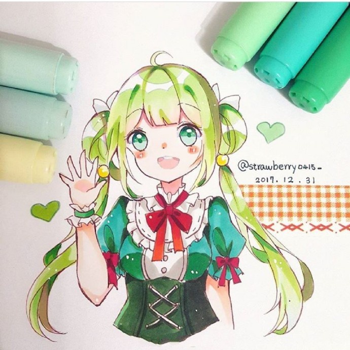 很可爱的q版简笔画素材马克笔手绘图片动漫q版,超可爱的小女孩手绘