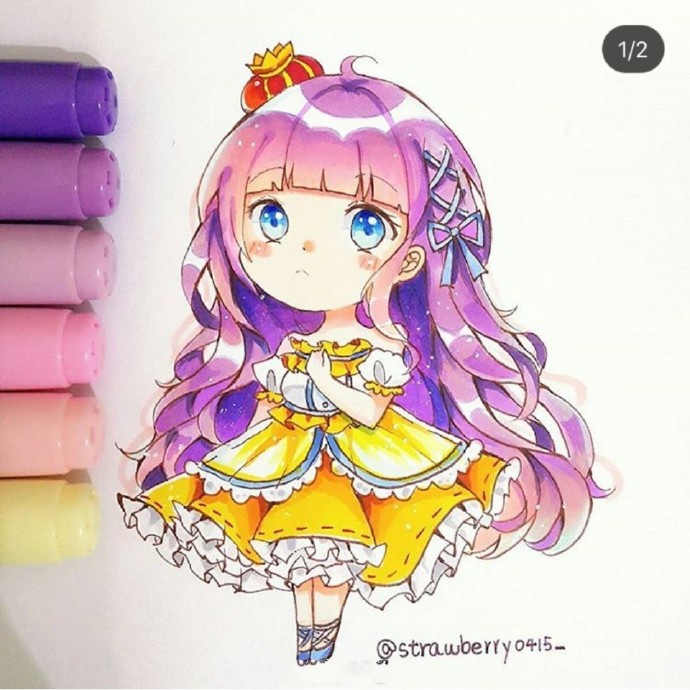 很可爱的q版简笔画素材马克笔手绘图片动漫q版,超可爱的小女孩手绘