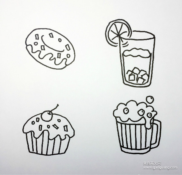卡通食物简笔画图片,简单漂亮的食物手绘插画