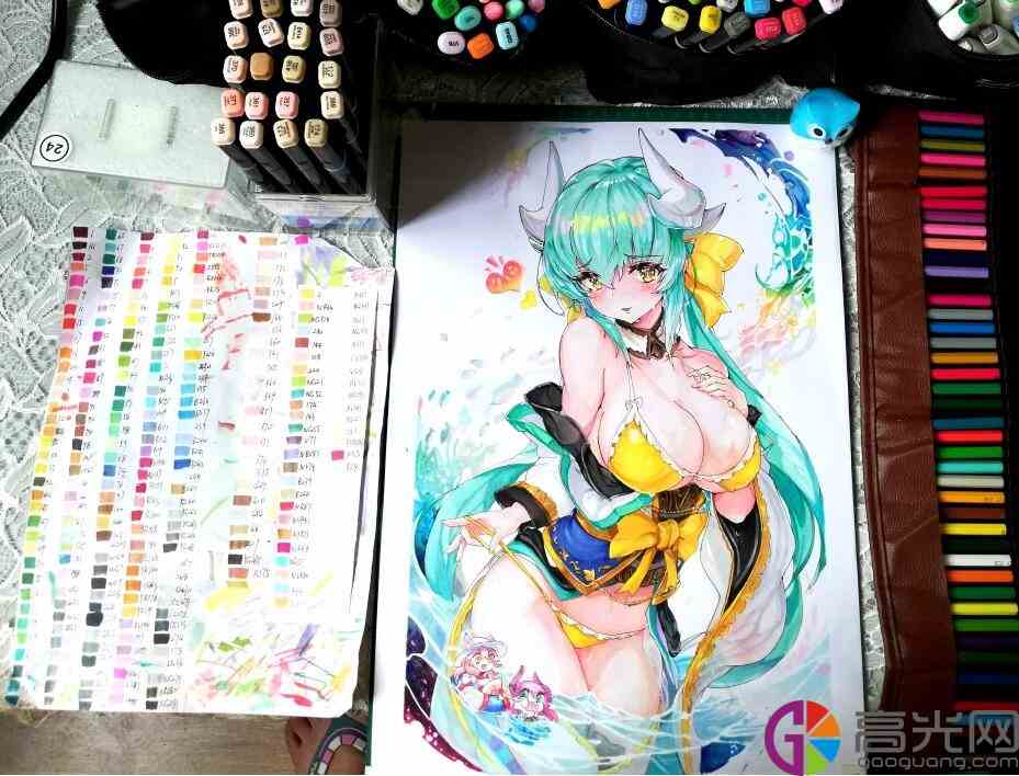二次元马克笔手绘教程马克笔画出性感动漫少女
