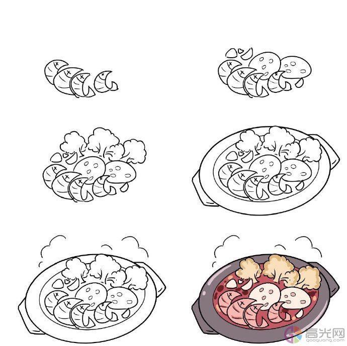 一组超简单的美食教程简单易学的美食简笔画步骤