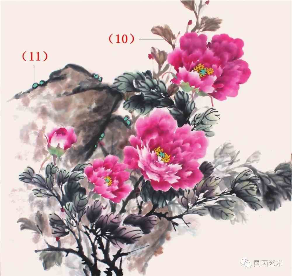 图文教程:写意牡丹配山石创作示范