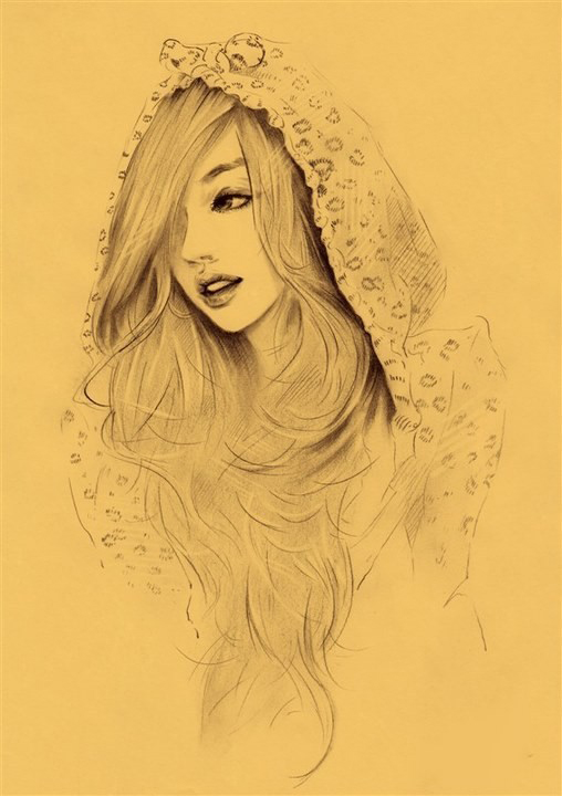 少女素描图集图片儿童素描