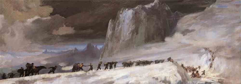 艾中信《红军过雪山 布面油画 275x100cm 1957年 中国人民革命军事