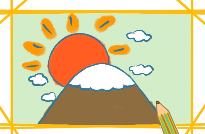 简单容易的富士山简笔画教程步骤图片