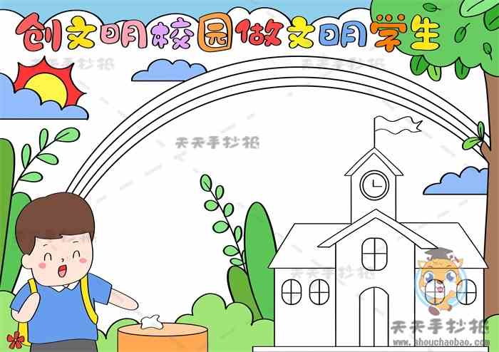 创文明校园做文明学生手抄报画法创文明校园做文明学生手抄报内容