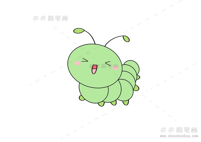 简笔画毛毛虫简笔画彩色模板带你一步一步画跟着画毛毛虫简笔画具体