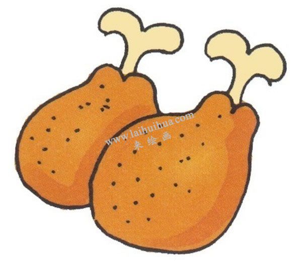 双鸡腿的卡通画法步骤