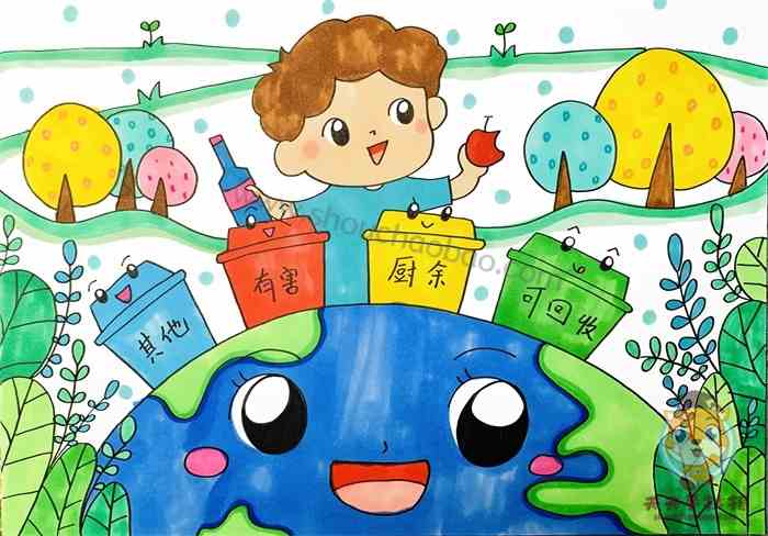 垃圾分类手抄报图片大全高清_小学生垃圾分类手抄报模板素材_画画手