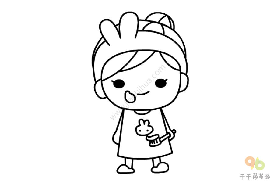 爱刷牙的小女孩简笔画女孩简笔画