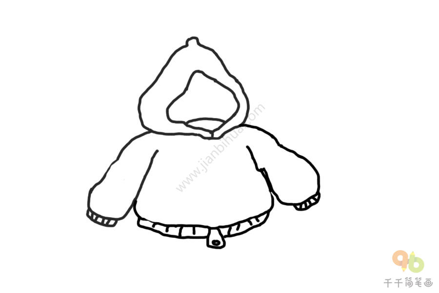 简笔画小女孩冬日棉衣简笔画衣服简笔画