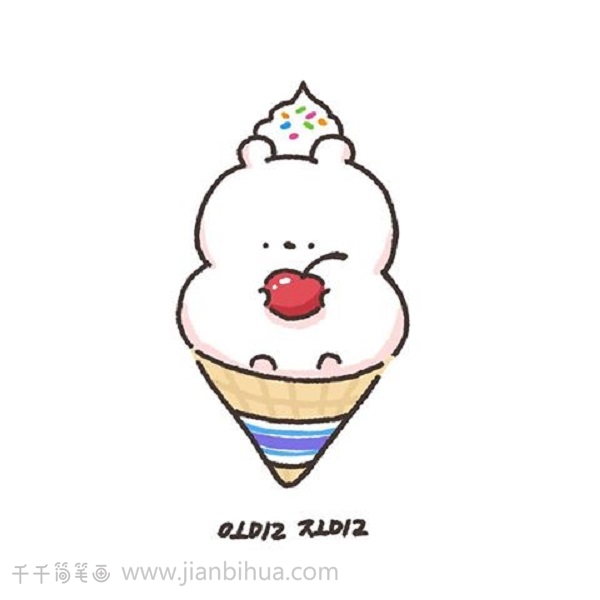 简笔画作品可爱的卡通冰淇淋简笔画冰淇淋简笔画