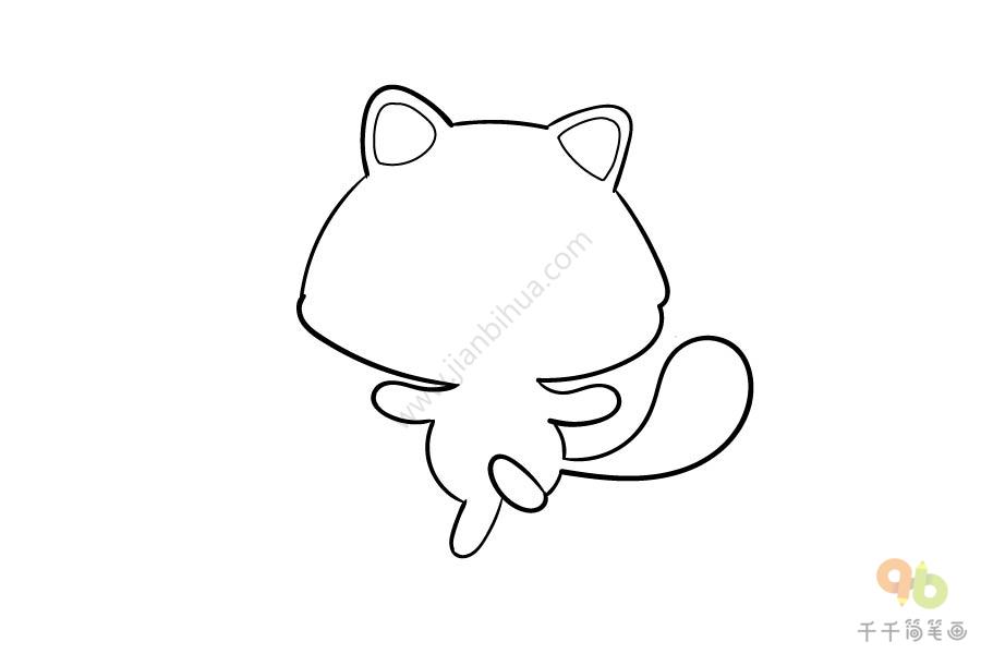 蹦蹦跳跳的猫咪简笔画步骤图猫简笔画