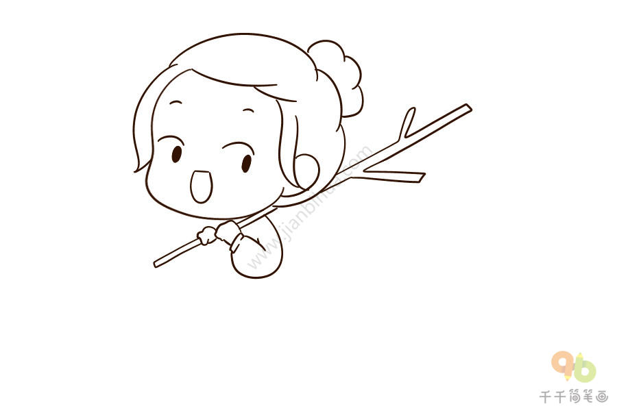 小女孩爱吃秋天的桔子简笔画女孩简笔画