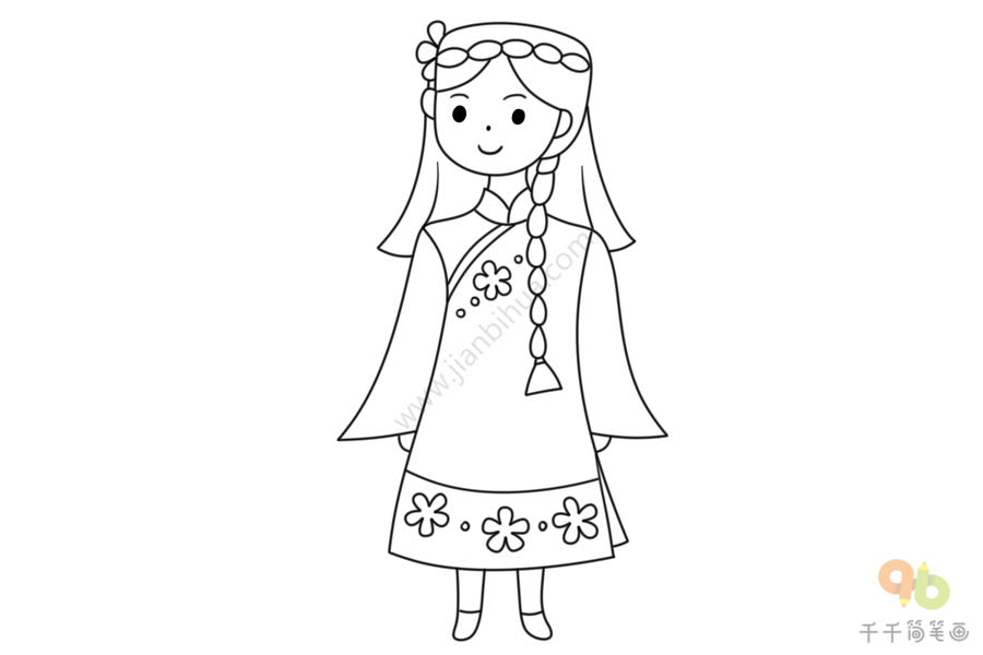 东乡族女孩简笔画女孩简笔画