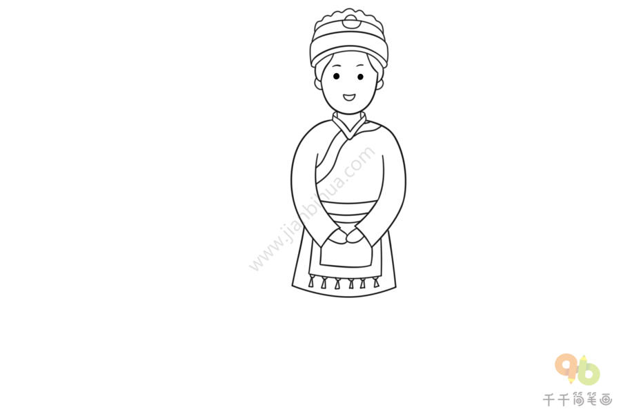 少数民族仫佬族女孩简笔画民族人物简笔画