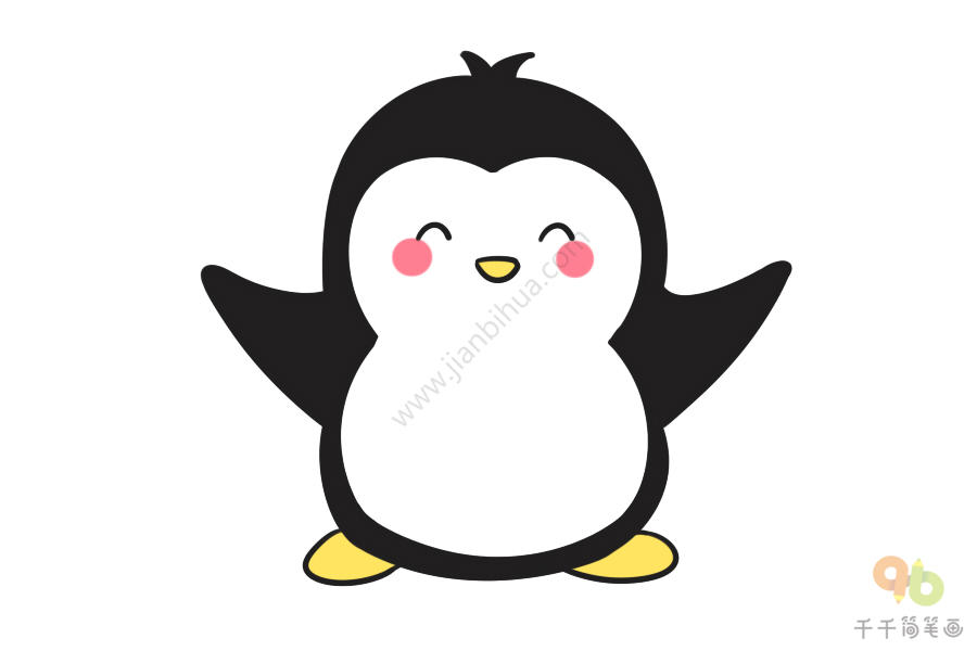 可爱的企鹅简笔画步骤图企鹅简笔画