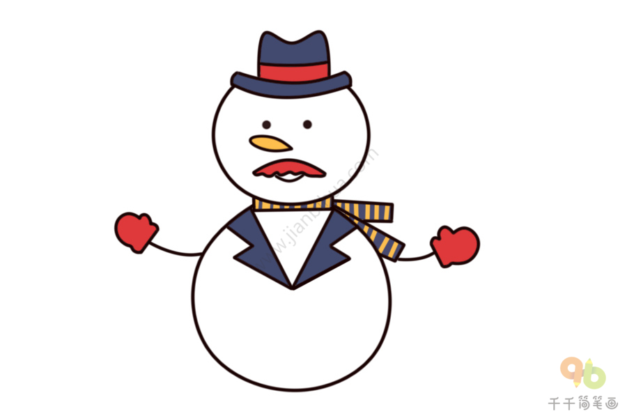 穿礼服的雪人简笔画雪人简笔画