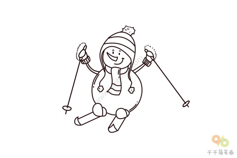 可爱的雪人简笔涂色画教程雪人简笔画
