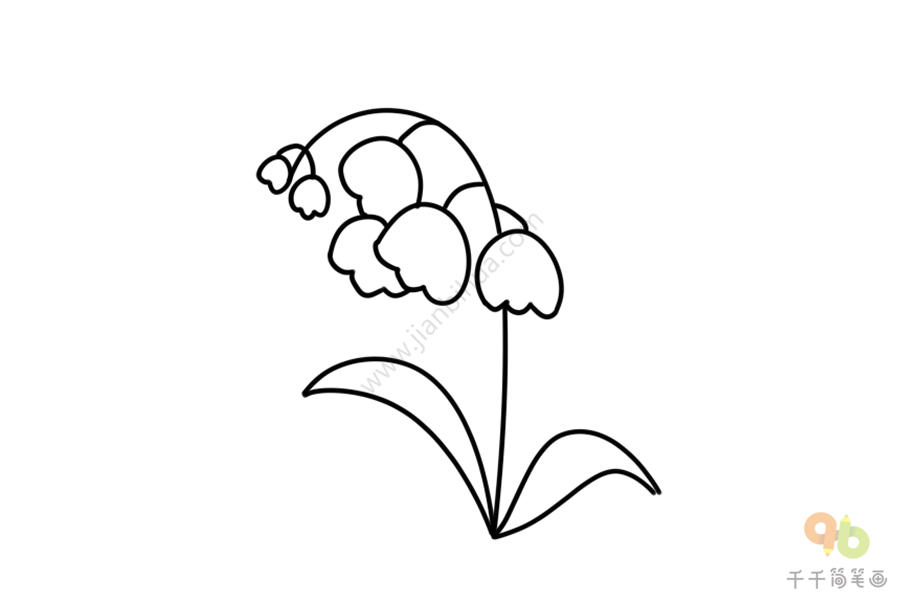 铃兰花简笔涂色画花朵简笔画