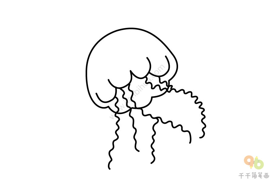 蓝色的水母简笔画水母简笔画