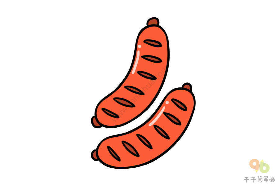 简笔画营养丰富的香肠简笔画其他食物简笔画