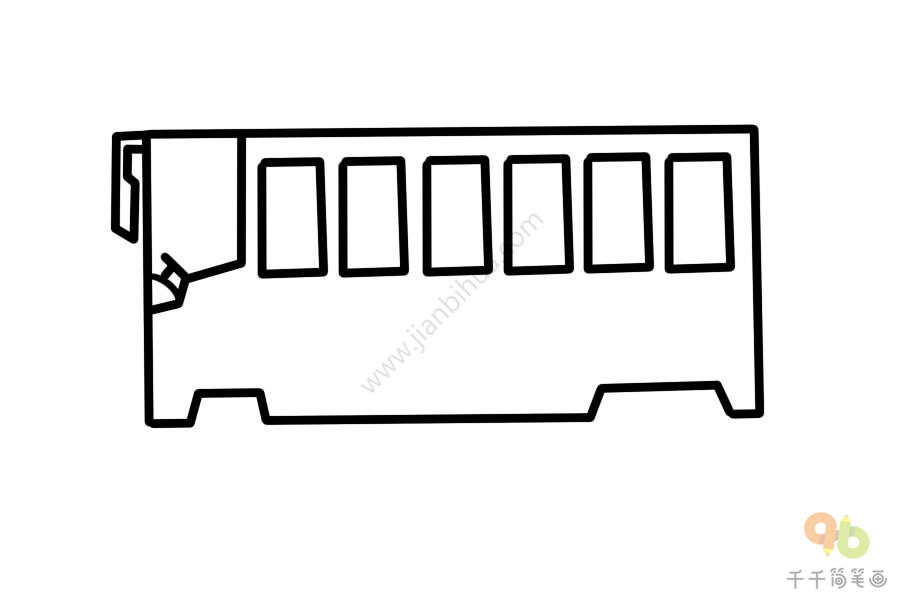 蓝色公交车简笔画汽车简笔画