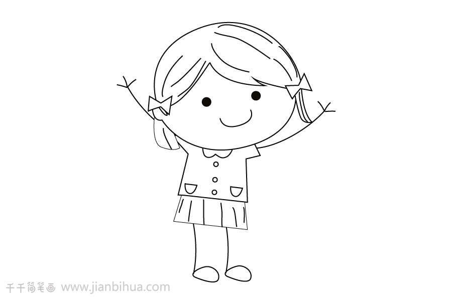 位置:>艺考>-儿童画>-儿童画画>-简笔画>-乖巧的可爱女孩简笔画_女孩